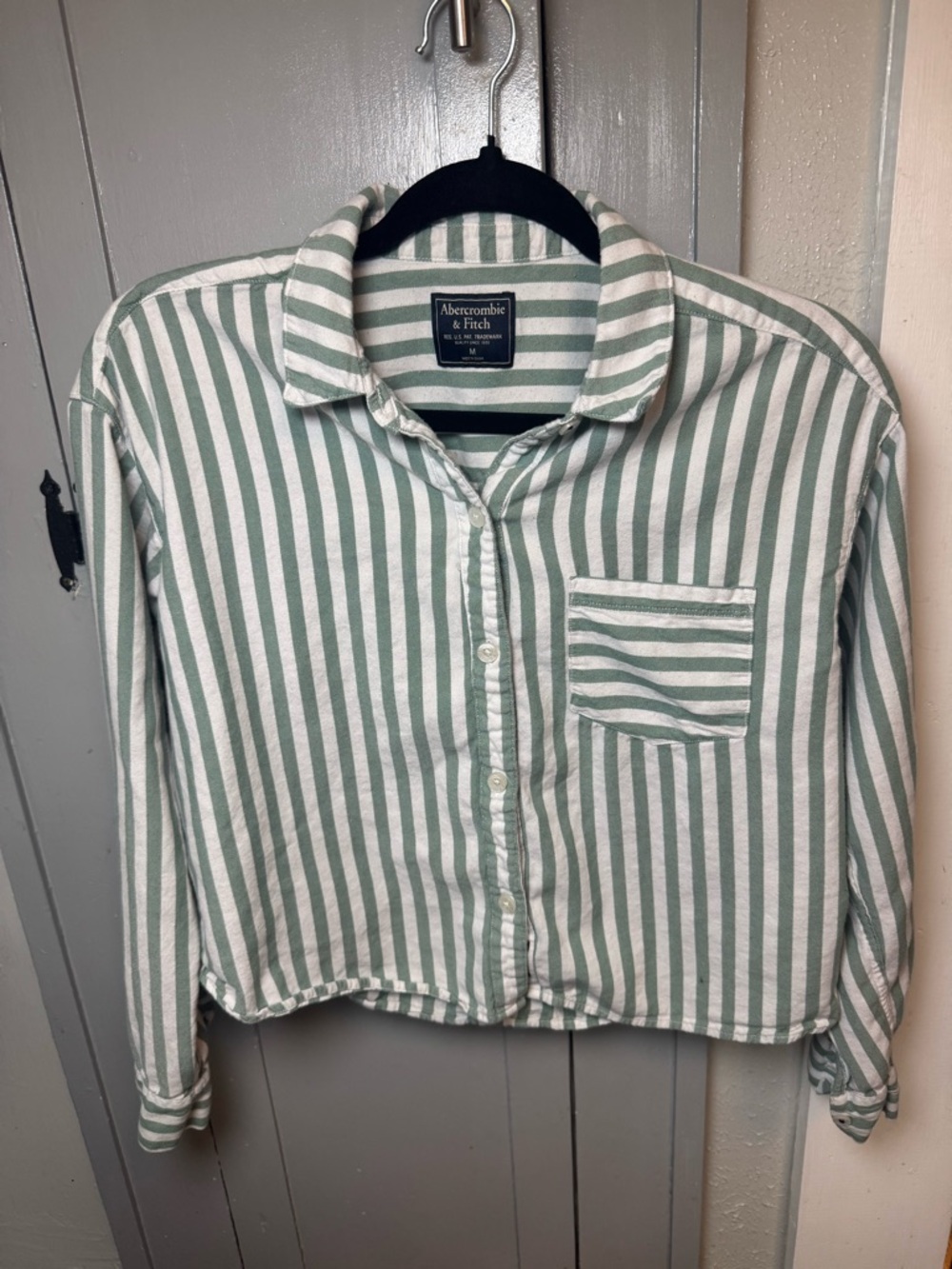 Abercrombie & Fitch Mint Green and White Striped Shirt